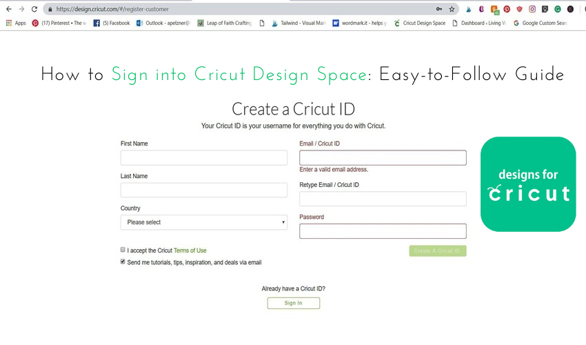 cricut design space sign in